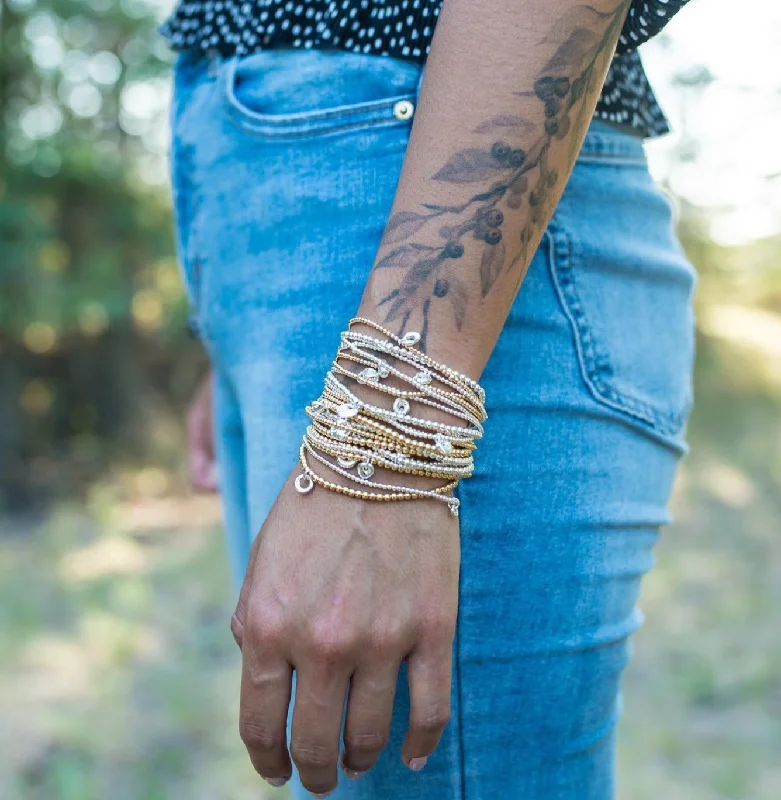 Medium Silver Stretchy Beaded Bracelet