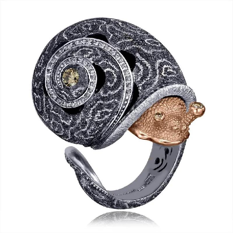 Silver & Gold Codi The Snail Cora Ring with Diamonds