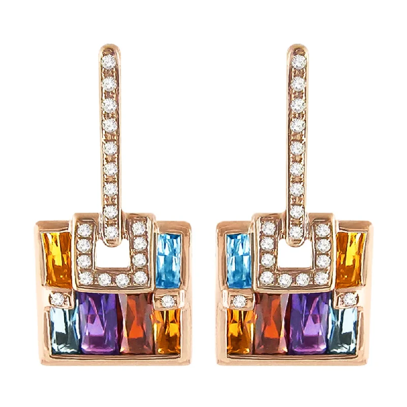 Bellarri Boulevard 14k Multi Color Gemstone Earrings in Rose Gold