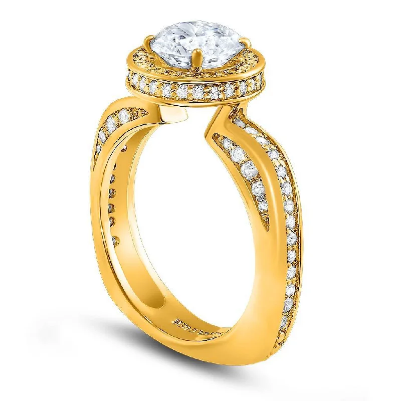 Modern Sensuality Diamond Halo Unity Engagement Ring