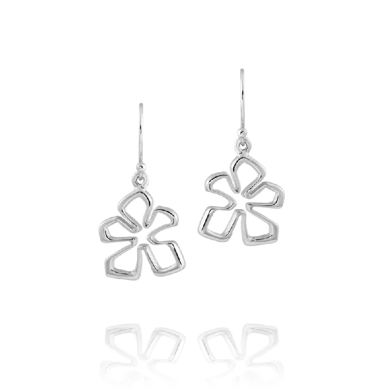 Sterling Silver Small Tiki Flower Drop Earrings