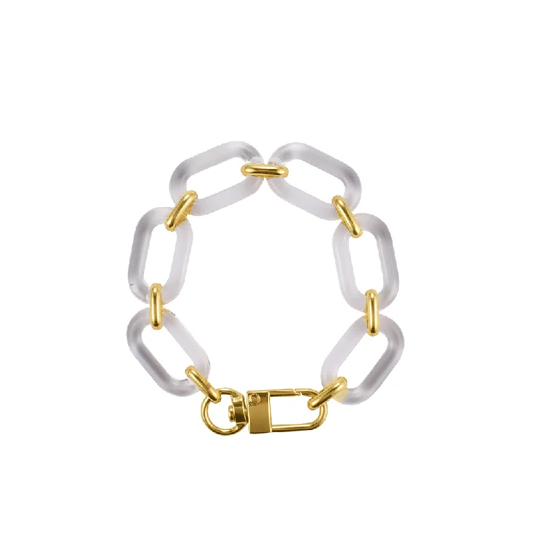 14k Gold Plated Lucite Statement Chain Bracelet