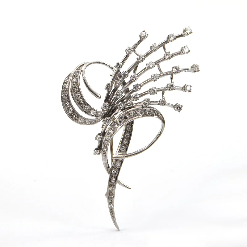 Diamond Spray Brooch in 18k White Gold