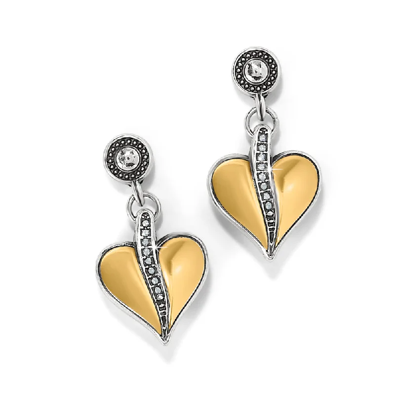 Brighton Precious Heart Two Tone Post Drop Earrings