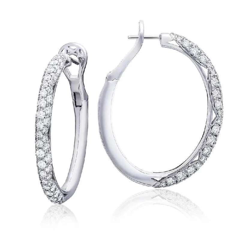 Tacori 18k Oval Diamond Hoop Earrings