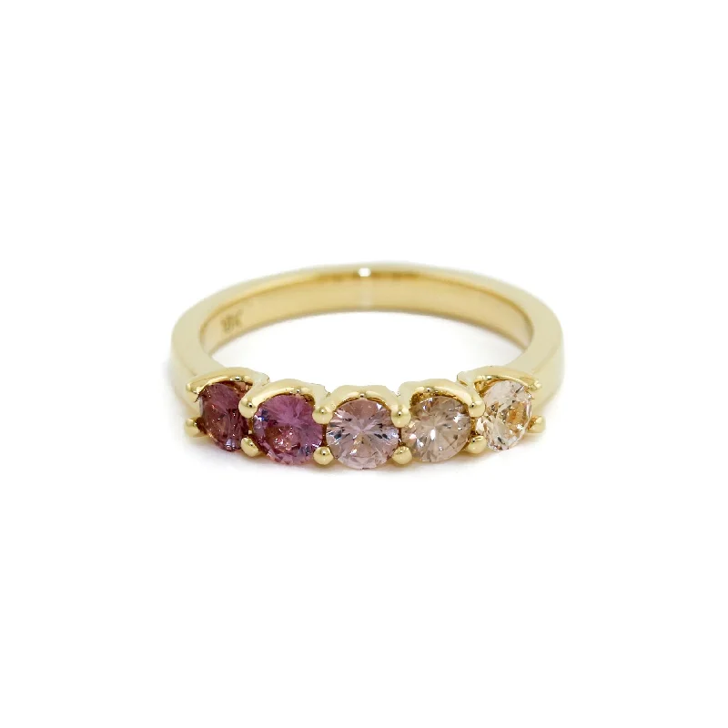 18K Gold x Quintet Pink Gradient Sapphire Band