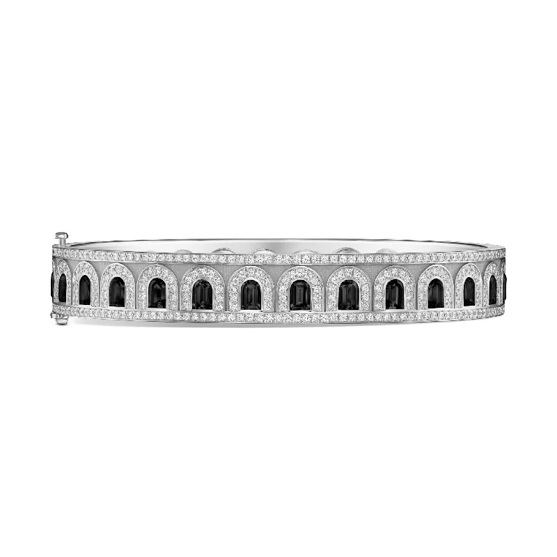 L'Arc Deco Bangle in Platinum with DAVIDOR Arch Cut Black Spinel and Brilliant Diamonds