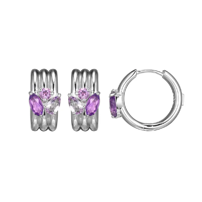 Elle Goddess Collection Amethyst Hoop Earrings