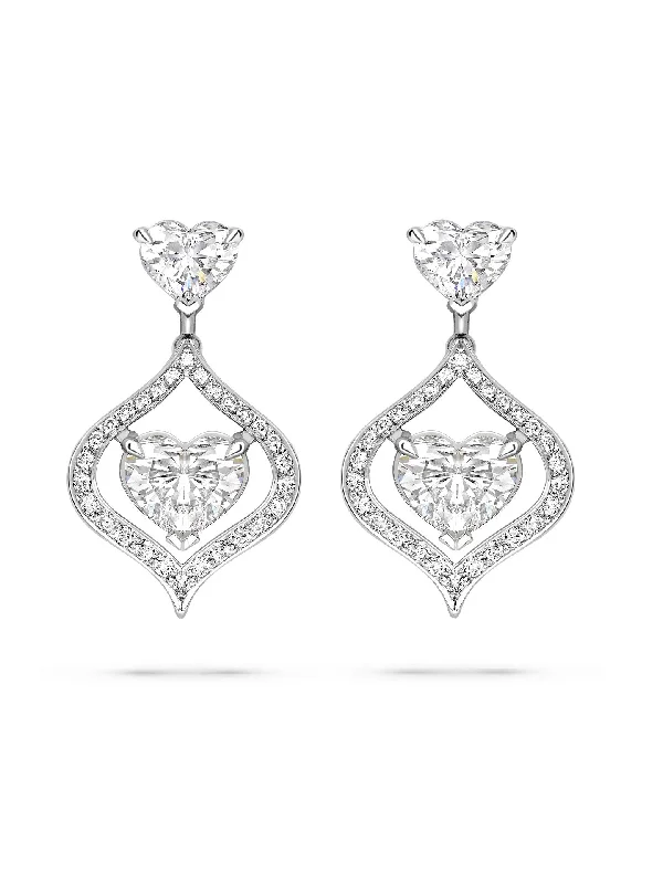 Secret Garden Woodland Heart Diamond Platinum Earrings