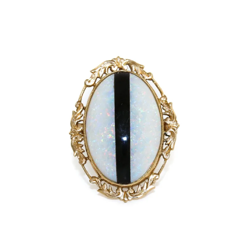 Opal x Jet x 10k Gold Ring 6