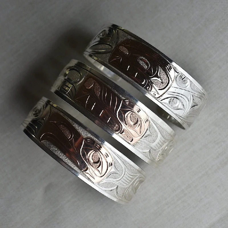 Wide Silver Totem Cuff with 14k Rose Gold Overlay