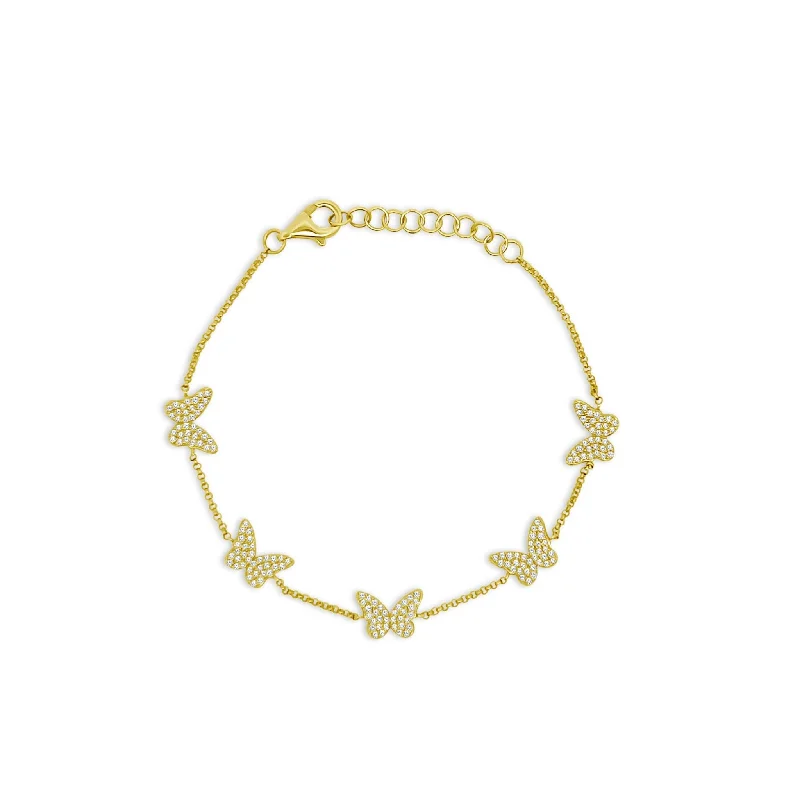 Diamond Butterfly Station Bracelet