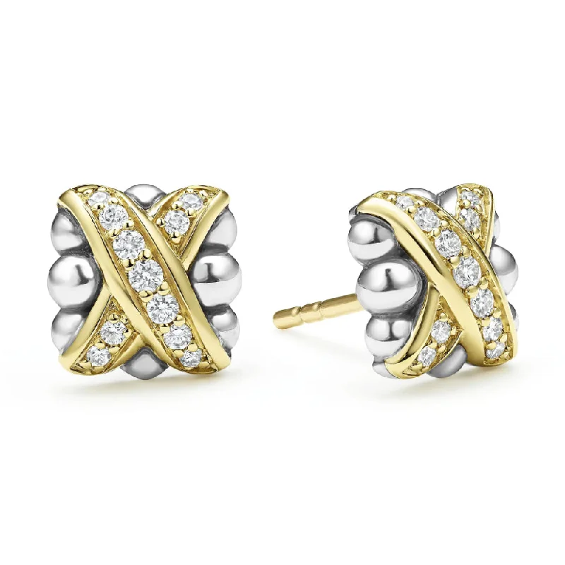 Lagos Embrace Two-Tone X Diamond Stud Earrings