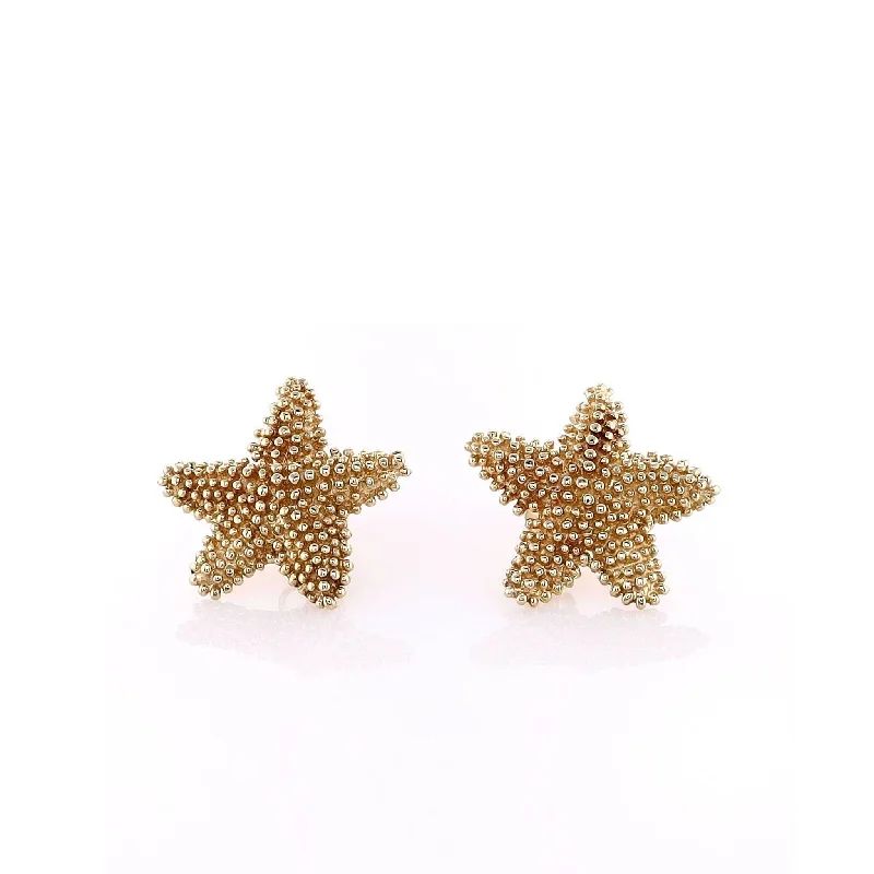 Estate 14k Yellow Gold Starfish Earrings