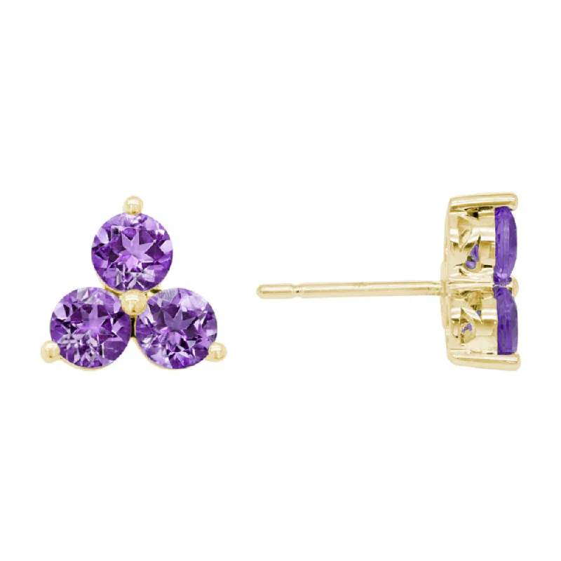 14k Amethyst Flower Stud Earrings