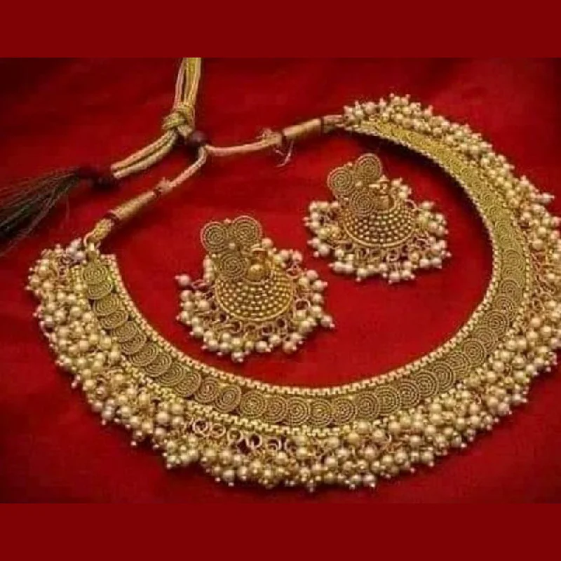 Sai Fashion Gold Plated Pearl Necklace Set