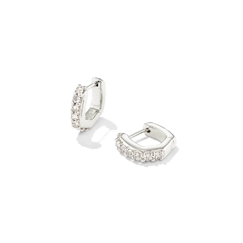 Kendra Scott Davie Huggie Earrings in White Topaz