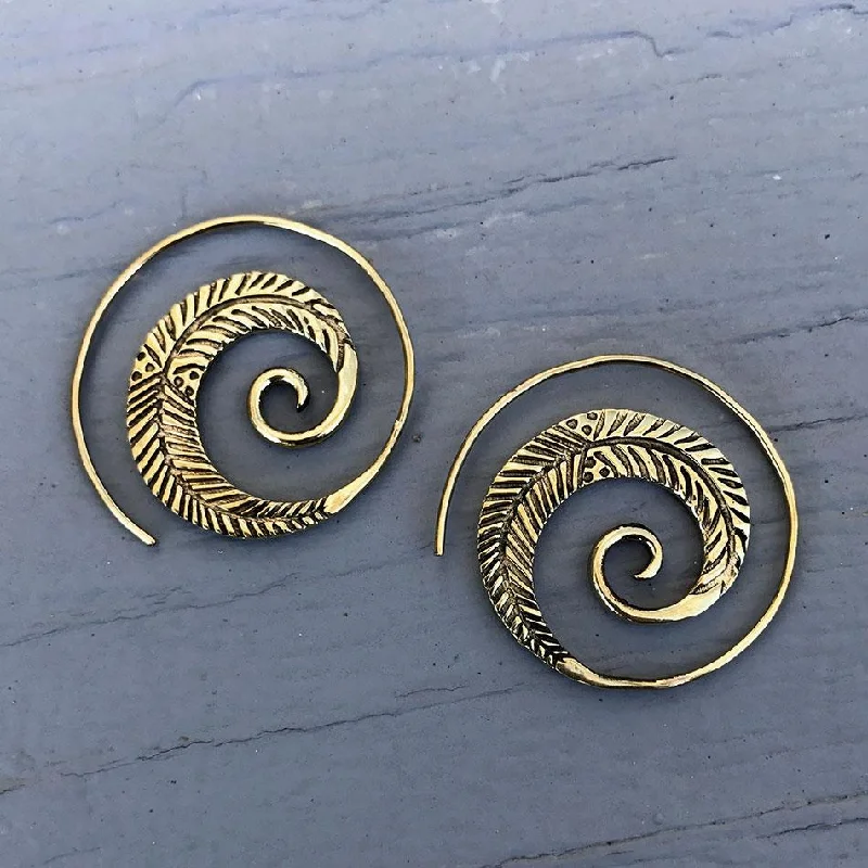 Spiral of Life Earrings - Brass, Thailand