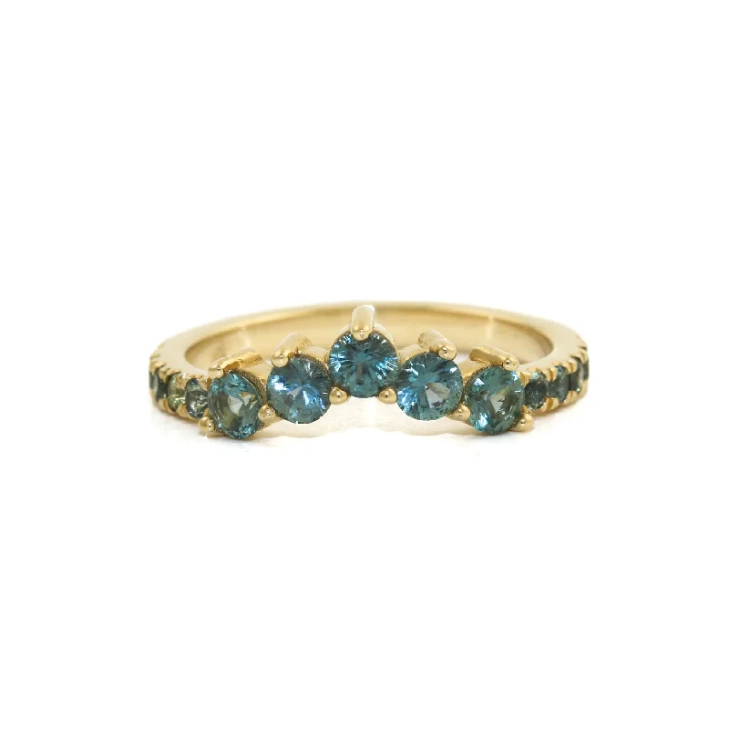 14K Gold Teal Sapphire Tiara Band