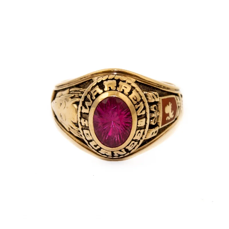 Solid Gold Synthetic Stone Class Ring