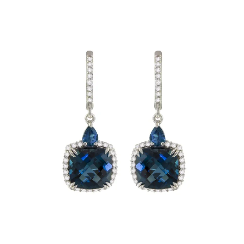 Bellarri Forever Young 14k Gold Diamond & London Blue Topaz Dangle Earrings