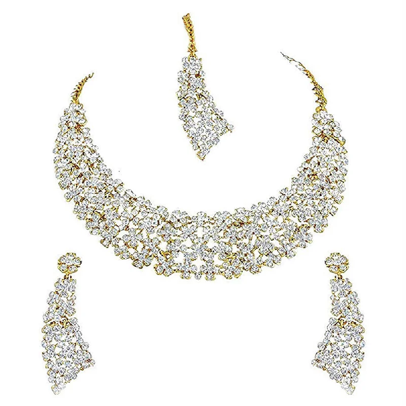 Etnico Gold Plated Traditional Diamond Necklace Set for Women/Girls (M4126W)