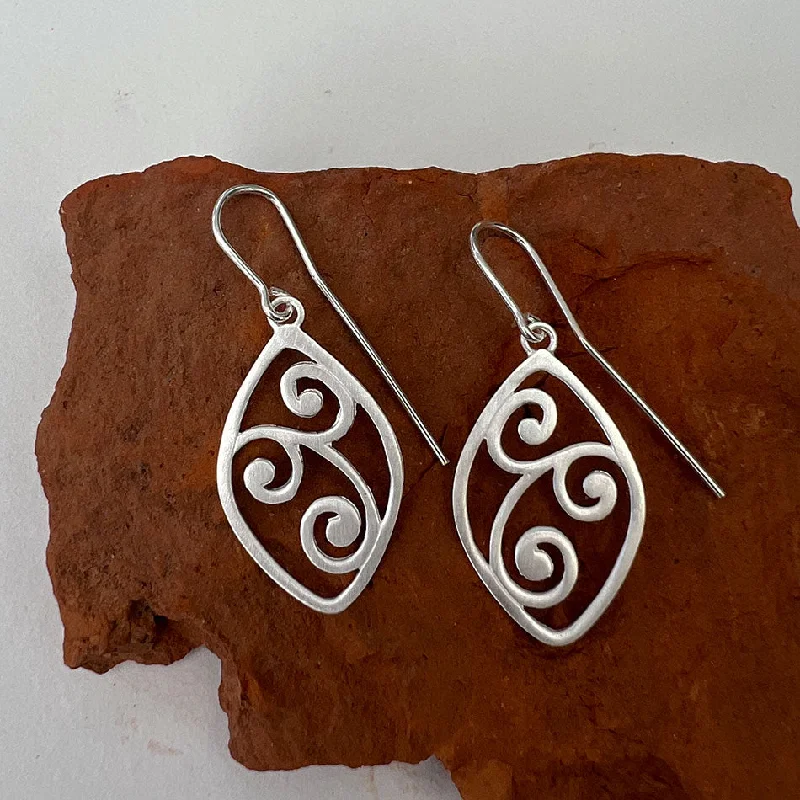 Dancing Swirl Earrings - Sterling Silver, Indonesia