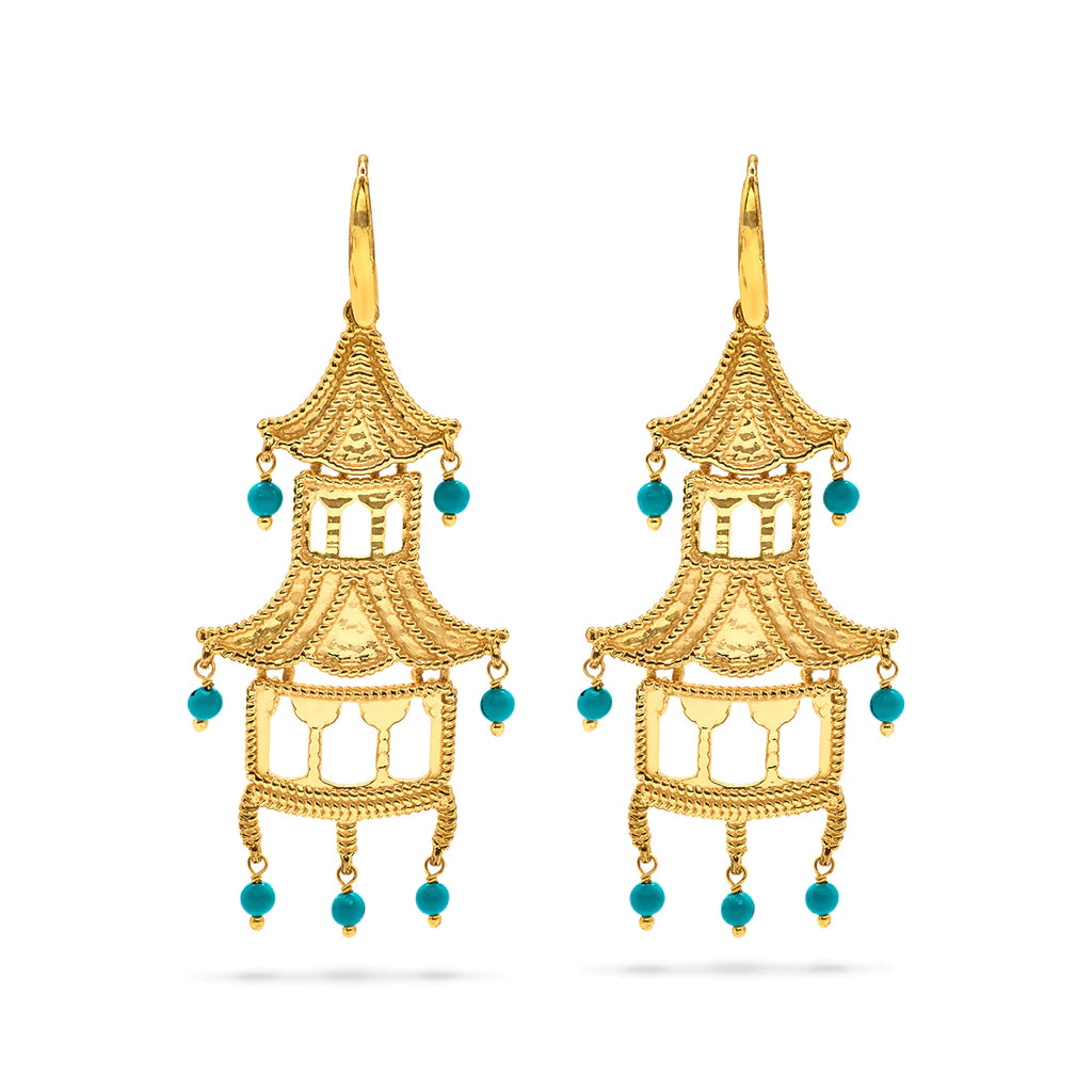 Capucine De Wulf Grand Pagoda  Turquoise Earrings