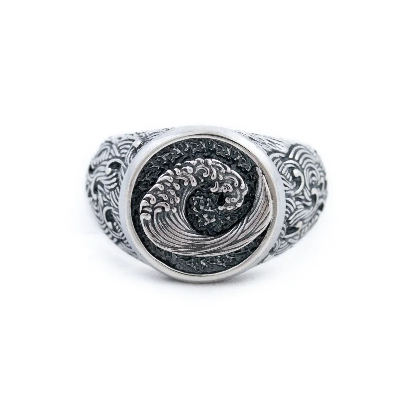 Silver "Wave" Signet Ring