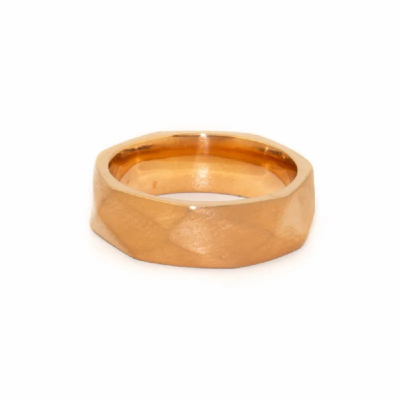 Rock-Hammered x Cigar Wedding Band - Made To Order