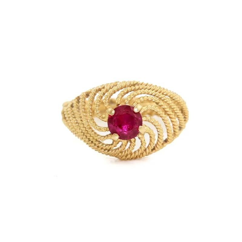 18k Gold x Rubellite Spiral Cocktail Ring