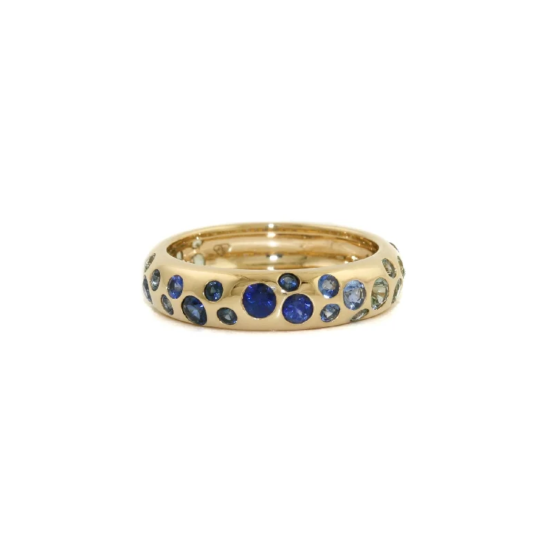 14k Gold x 4mm Blue Sapphire Ombre Confetti Band