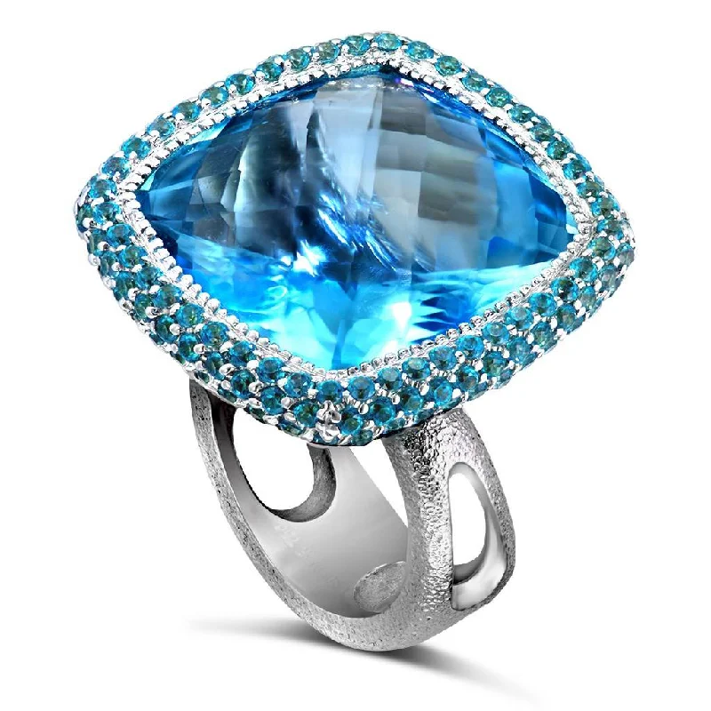 Gold Royal Ring with Blue & Paraiba Topaz