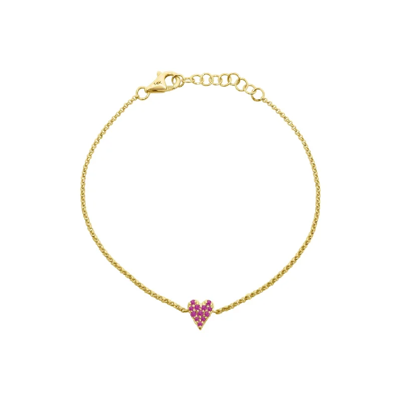 Mini Pink Sapphire Heart Bracelet