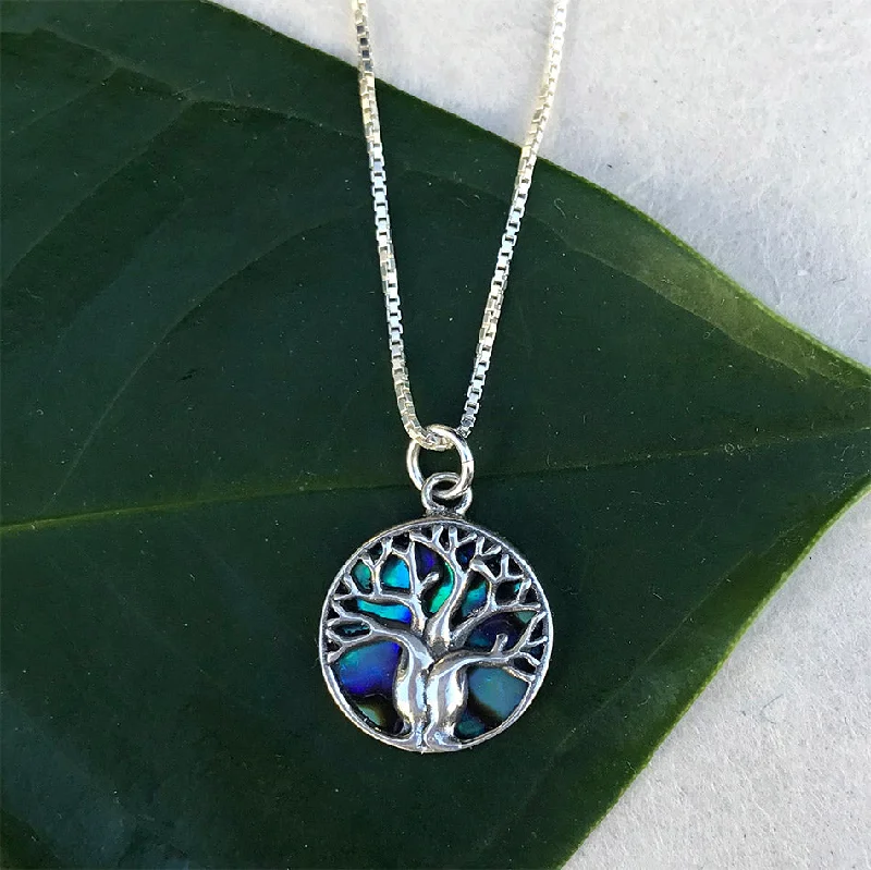 Abalone Tree of Life Necklace - Sterling Silver, Indonesia