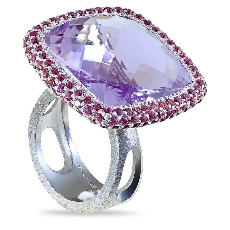 Gold Royal Ring with Amethyst & Lavender Garnets