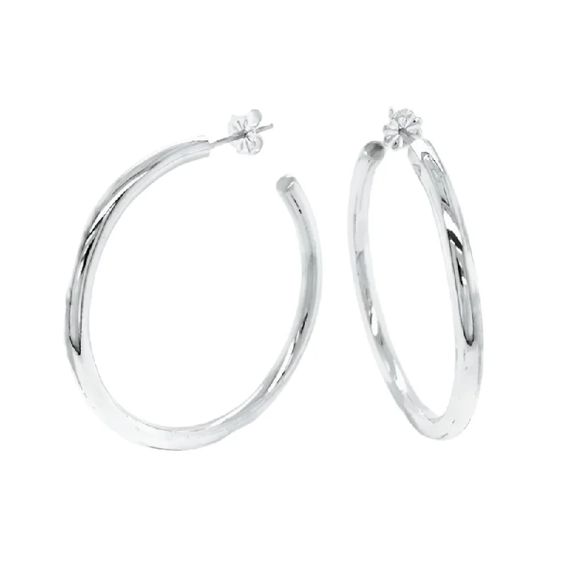 Sterling Silver Large Tube Hoop Earrings