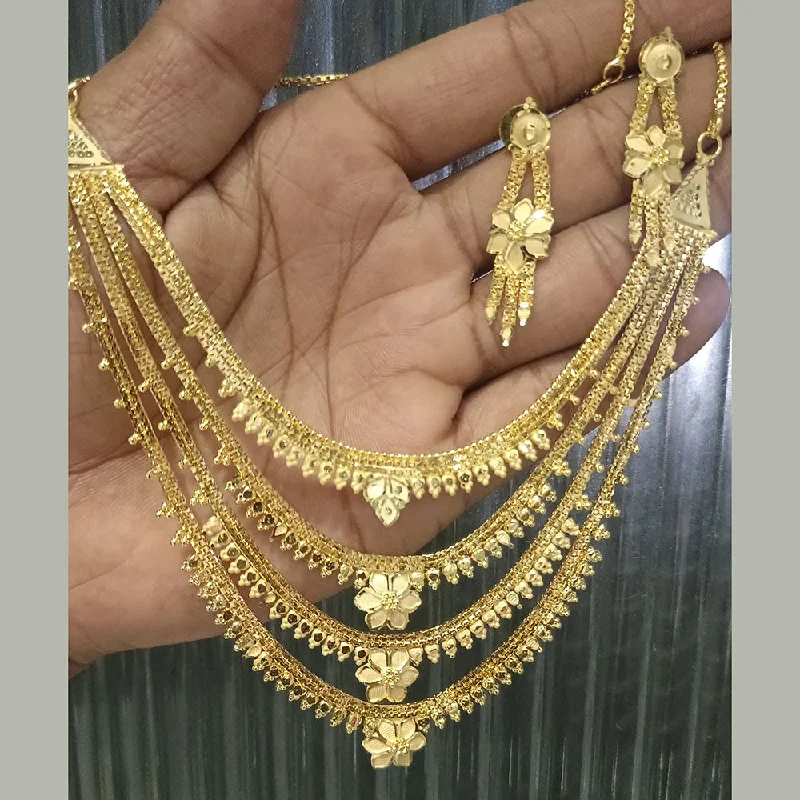 Pari Art Jewellery Forming Gold Multi Layer Necklace Set