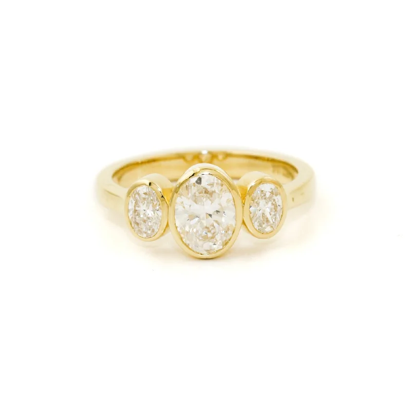 14k Gold x 1.56ct Oval Lab Diamond Trilogy Engagement Ring