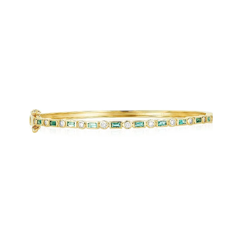 Emerald & Diamond Art Deco Bangle