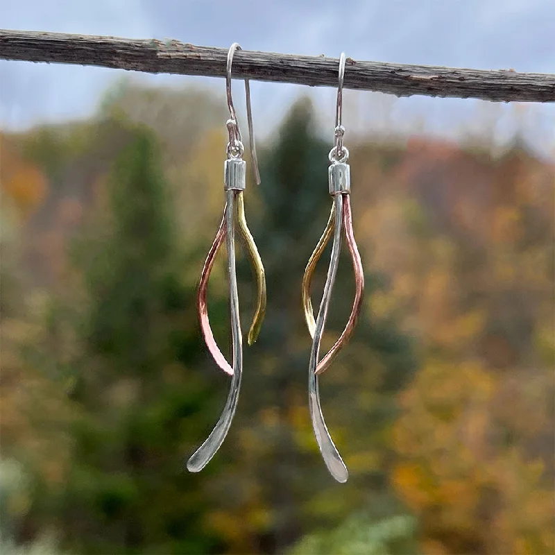 Triple Joy Earrings - Sterling, Copper, Brass - Indonesia