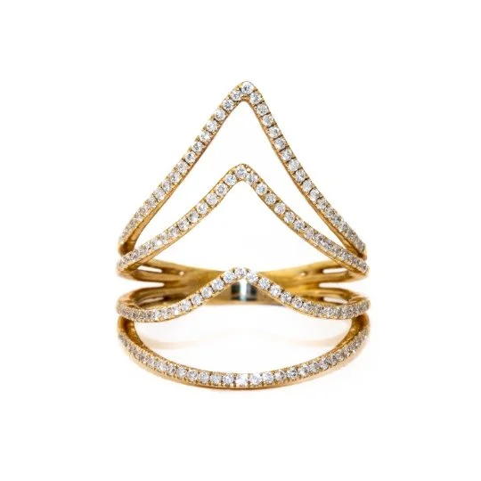 Layered Dagger Diamond Gold Ring