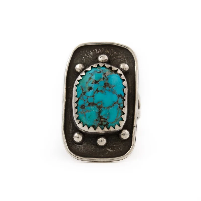 Scorched Blue Turquoise Ring