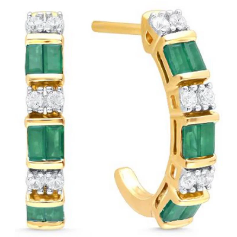 14k Emerald Half Hoop Earrings