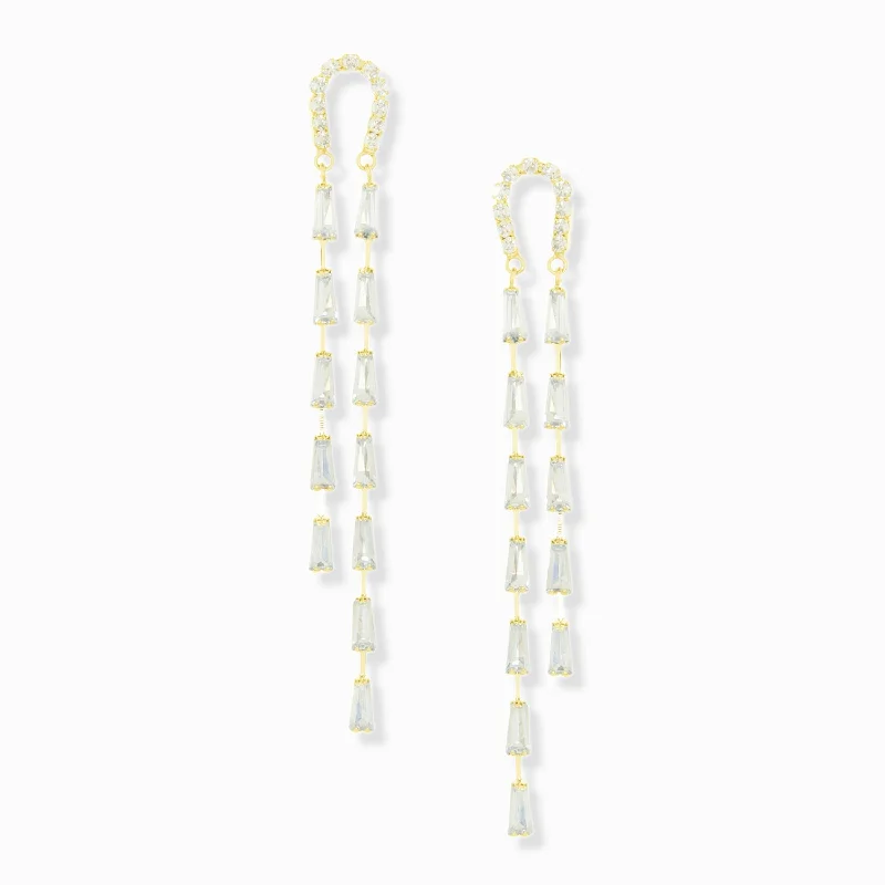 tapered baguette linear drop earring