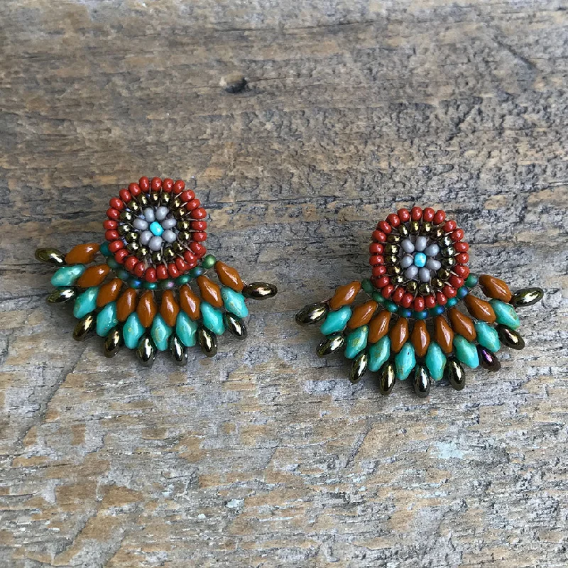 Fan Earrings - Turquoise, Guatemala