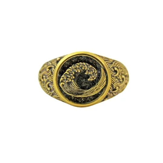 Brass "Wave" Signet Ring