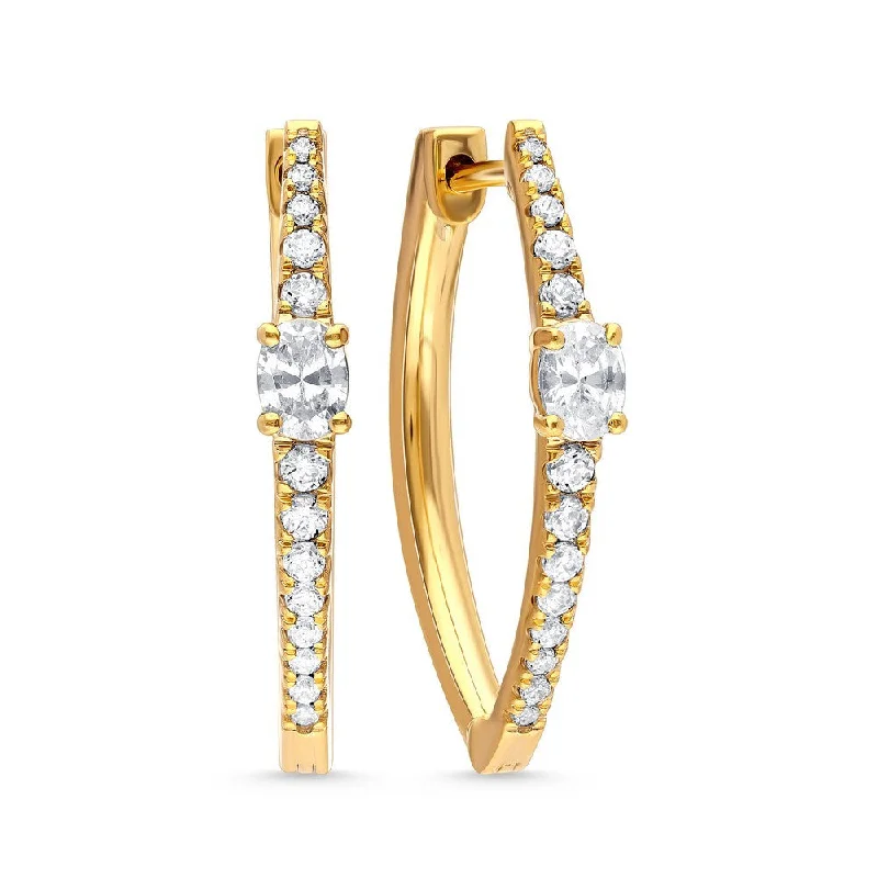 14k Gold Diamond Hoop Earrings