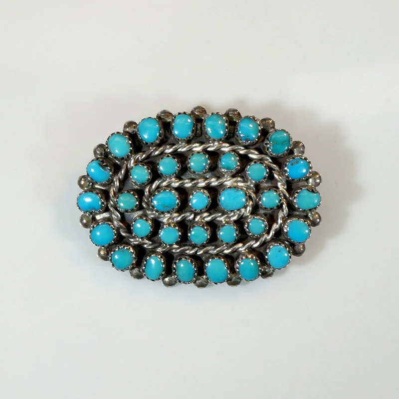 Zuni Turquoise & Sterling Silver Brooch