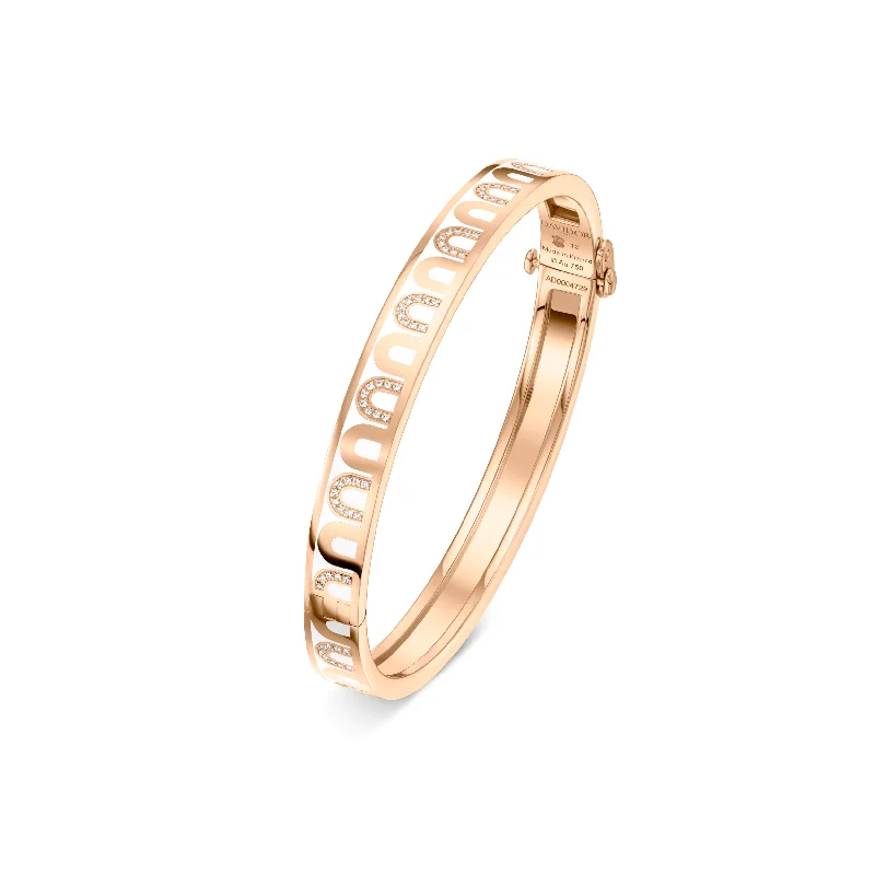 L'Arc de DAVIDOR Bangle PM, 18k Rose Gold with Lacquered Ceramic and Colonnato Diamonds